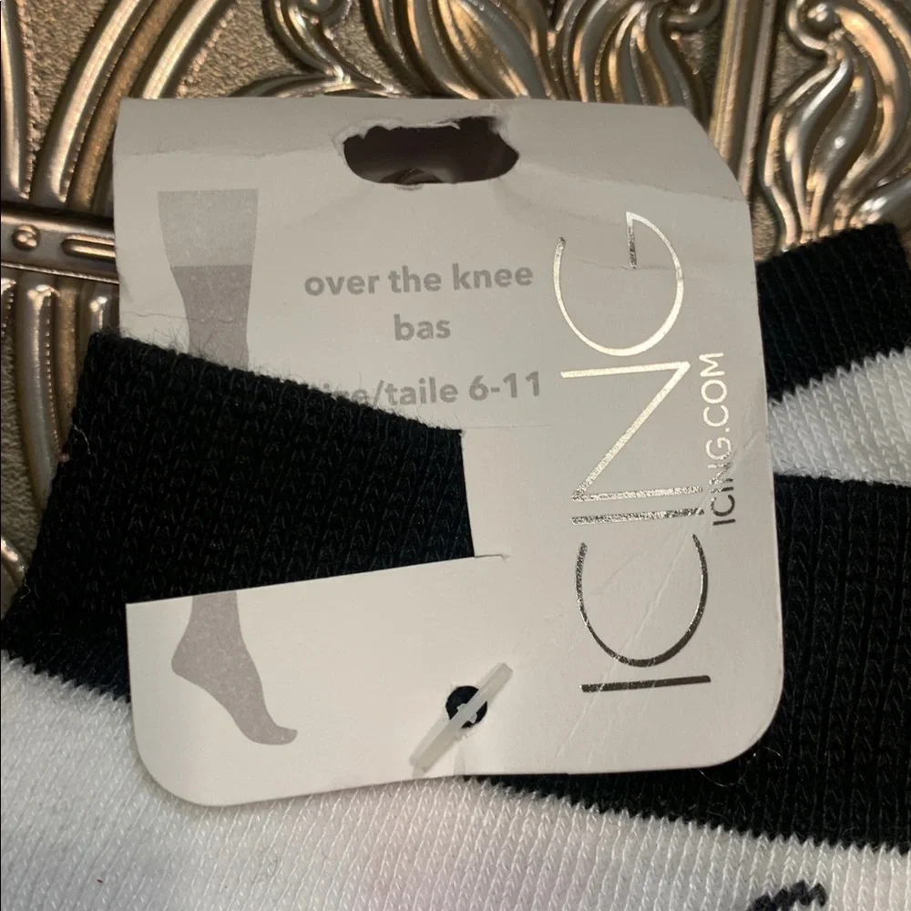 🌹Icing • VINTAGE NWT Black and White Patterned Over-the-Knee Socks